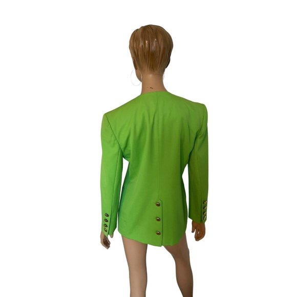 Escada Apple Green Gold  Button Jacket - Sz 40  8/10 Professionally Cleaned - Picture 6 of 15